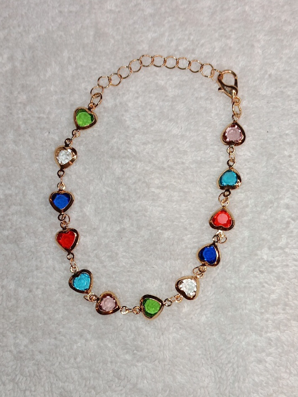 Multicolor Heart Charm Adjustable Bracelet